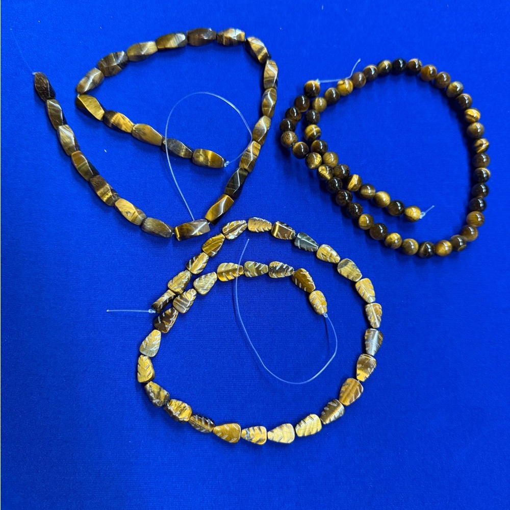 Bundle of Tiger's Eye Stone Beads for Jewelry Making